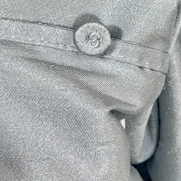 Eileen Fisher Raw Silk Button Down Blouse Gray Easy Fit Short Length Size Small - Picture 11 of 14